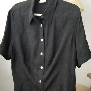 Plus size Womens Blouse  Black with Jacquard Weave